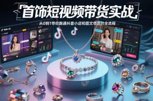 首饰短视频带货实战，从0到1带你跑通抖音小店和图文带货的全流程-琴书聊项目