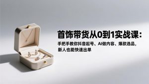 首饰带货从0到1实战课:手把手教你抖音起号、AI做内容、爆款选品,新人也能快速出单-琴书聊项目