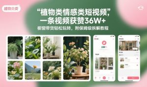 植物类情感类短视频，一条视频获赞36W+，橱窗带货轻松玩转，附保姆级拆解教程-琴书聊项目