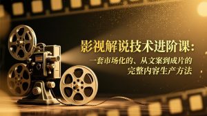 影视解说技术进阶课:一套市场化的、从文案到成片的完整内容生产方法-琴书聊项目