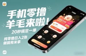 手机零撸薅羊毛来啦！20秒搞定一单，纯零撸日入2张，做就有米拿【揭秘】-琴书聊项目