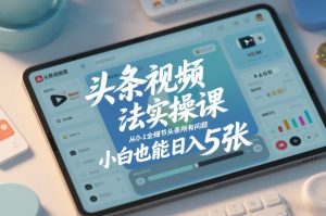 头条视频玩法实操课，从0-1全细节头条所有问题，小白也能日入5张-琴书聊项目