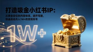 打造吸金小红书IP:从黄金定位到内容体系,避开弯路,快速启动月入1W+的变现账号-琴书聊项目