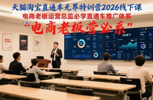 天猫淘宝直通车无界特训营2026线下课,电商老板运营总监必学直通车推广体系-琴书聊项目