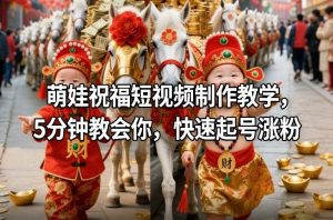 萌娃祝福短视频制作教学，5分钟教会你，快速起号涨粉-琴书聊项目