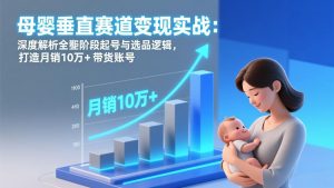 母婴垂直赛道变现实战：深度解析三大阶段起号与选品逻辑，打造月销10万+带货账号-琴书聊项目