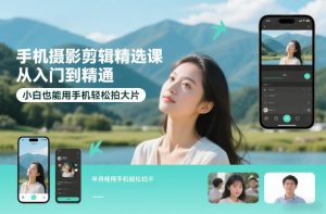 手机摄影剪辑精选课,从入门到精通,小白也能用手机轻松拍大片-琴书聊项目