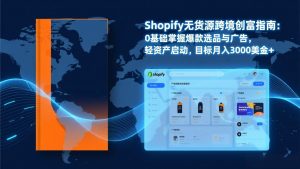 Shopify爆款打法实战:从选品到广告投放,复制爆款模型,驱动独立站月销售额破万刀-琴书聊项目