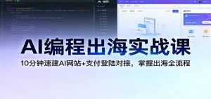AI编程出海实战课:10分钟速建AI网站+支付登陆对接,掌握出海全流程-琴书聊项目