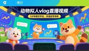 动物拟人vlog直播视频，5分钟教你学会，快速起号涨粉-琴书聊项目