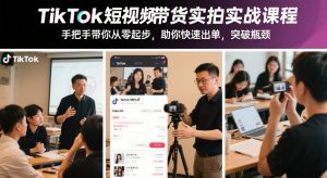 TikTok短视频带货实拍实战课程，手把手带你从零起步，助你快速出单，突破瓶颈-琴书聊项目