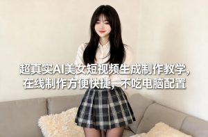 超真实AI美女短视频生成制作教学，在线制作方便快捷，不吃电脑配置，快速起号涨粉-琴书聊项目