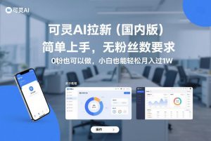 可灵AI拉新(国内版)，简单上手，无粉丝数要求，0粉也可以做，小白也能轻松月入过1W-琴书聊项目