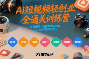 AI短视频轻创业全通关训练营，掌握爆款AI短视频内容创作，从入门新手到平稳变现的六维跃迁-琴书聊项目