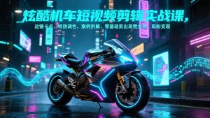 炫酷机车短视频剪辑实战课，运镜卡点、特效调色、案例拆解，零基础剪出高赞大片，吸粉变现-琴书聊项目