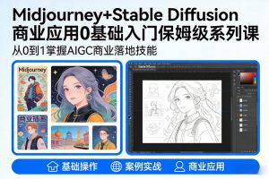 AIGC商业应用Midjourney+Stable Diffusion教程，0基础入门保姆级系列课-琴书聊项目