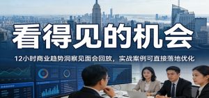 2026看得见的机会，12小时商业趋势洞察见面会回放，实战案例可直接落地优化-琴书聊项目