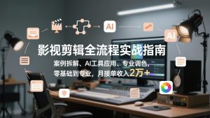 影视剪辑全流程实战指南，案例拆解、AI工具应用、专业调色，零基础到专业，月接单收入2万+-琴书聊项目
