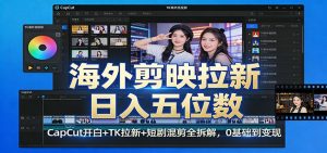 海外剪映拉新日入五位数：CapCut开白+TK拉新+短剧混剪全拆解，0基础到变现-琴书聊项目