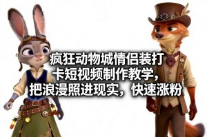 疯狂动物城情侣装打卡短视频制作教学，把浪漫照进现实，快速涨粉-琴书聊项目