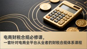 电商财税合规必修课，是一套针对电商全平台从业者的财税合规体系课程-琴书聊项目