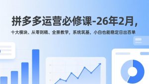 拼多多运营必修课-26年2月，十大模块、从零到精、全景教学，系统筑基，小白也能稳定日出百单-琴书聊项目