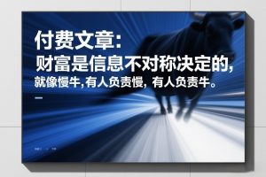 付费文章：财富是信息不对称决定的，就像慢牛，有人负责慢，有人负责牛-琴书聊项目
