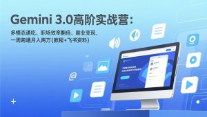 Gemini 3.0高阶实战营：多模态通吃、职场效率翻倍、副业变现，一周跑通月入两万(教程+飞书资料-琴书聊项目