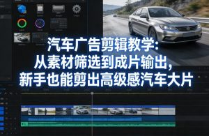 汽车广告剪辑教学：从素材筛选到成片输出，新手也能剪出高级感汽车大片-琴书聊项目