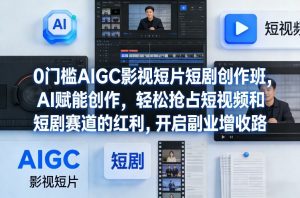 0门槛AIGC影视短片短剧创作班，AI赋能创作，轻松抢占短视频和短剧赛道的红利，开启副业增收路-琴书聊项目