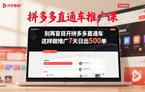 拼多多直通车推广课，别再盲目开拼多多直通车，这样做推广7天日出500单-琴书聊项目