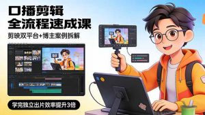 口播剪辑全流程速成课，剪映双平台+博主案例拆解，学完独立出片效率提升3倍-琴书聊项目