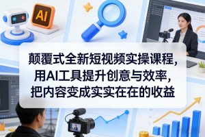 颠覆式全新短视频实操课程，用AI工具提升创意与效率，把内容变成实实在在的收益-琴书聊项目