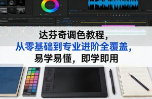 达芬奇调色教程，从零基础到专业进阶全覆盖，易学易懂，即学即用-琴书聊项目