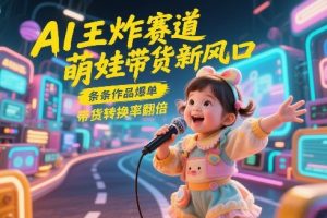 AI王炸赛道，萌娃带货新风口，条条作品爆单，带货转换率翻倍，核心逻辑拆解-琴书聊项目