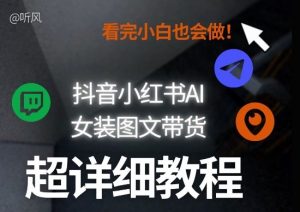 抖音小红书AI女装图文带货教程全拆解！小白看了也会做，可批量可矩阵玩法-琴书聊项目