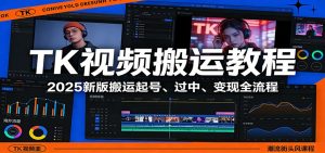 TK视频搬运教程：2025新版搬运起号、过中、变现全流程-琴书聊项目
