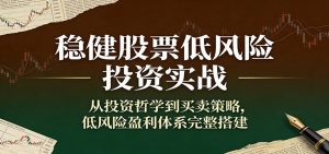 稳健股票低风险投资实战：从投资哲学到买卖策略，低风险盈利体系完整搭建-琴书聊项目