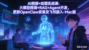 AI视频+绘图实战课：大模型微调+RAG+Agent开发，更新OpenClaw安装及飞书接入-Mac版-琴书聊项目