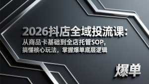 2026抖店全域投流课：从商品卡基础到全店托管SOP，搞懂核心玩法，掌握爆单底层逻辑-琴书聊项目