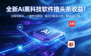 全新AI黑科技软件撸头条收益！无需写指令，一键秒过原创，每天只需半小时，稳定日入3张【揭秘】-琴书聊项目