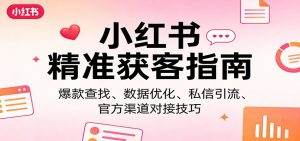 小红书精准获客指南：爆款查找、数据优化、私信引流、官方渠道对接技巧-琴书聊项目