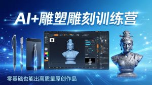 AI+雕塑雕刻训练营：从AI创作、大模型训练到3D雕刻 + 渲染，零基础也能出高质量原创作品-琴书聊项目