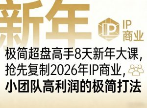 极简超盘高手8天新年大课(26年3月4-13日)，抢先复制2026年IP商业，小团队高利润的极简打法-琴书聊项目