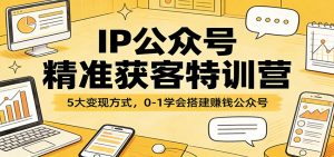 IP公众号精准获客特训营：5大变现方式，0-1学会搭建赚钱公众号-琴书聊项目