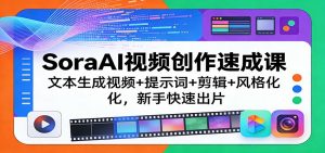 SoraAI视频创作速成课：文本生成视频+提示词+剪辑+风格化，新手快速出片-琴书聊项目