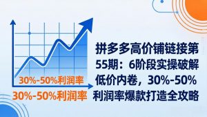 拼多多高价铺链接第55期：6阶段实操破解低价内卷，30%-50%利润率爆款打造全攻略-琴书聊项目