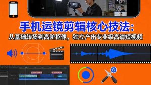 手机运镜 剪辑核心技法：从基础转场到高阶抠像，独立产出专业级高清短视频-琴书聊项目