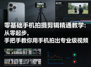 零基础手机拍摄剪辑精通教学：从零起步，手把手教你用手机拍出专业级视频-琴书聊项目