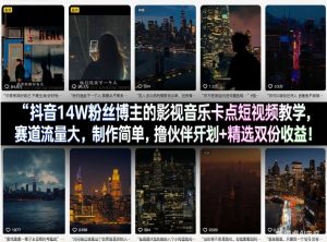 抖音14W粉丝博主的影视音乐卡点短视频教学，赛道流量大，制作简单，撸伙伴计划+精选双份收益！-琴书聊项目